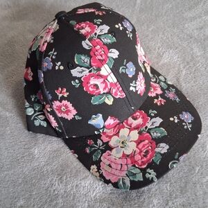 Collectioneighteen Women's pink black floral print Cap cotton OS Strapback NEW